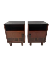 Art Deco Nightstands by Max Coini, Solid Walnut, Dutch Design, 1920s